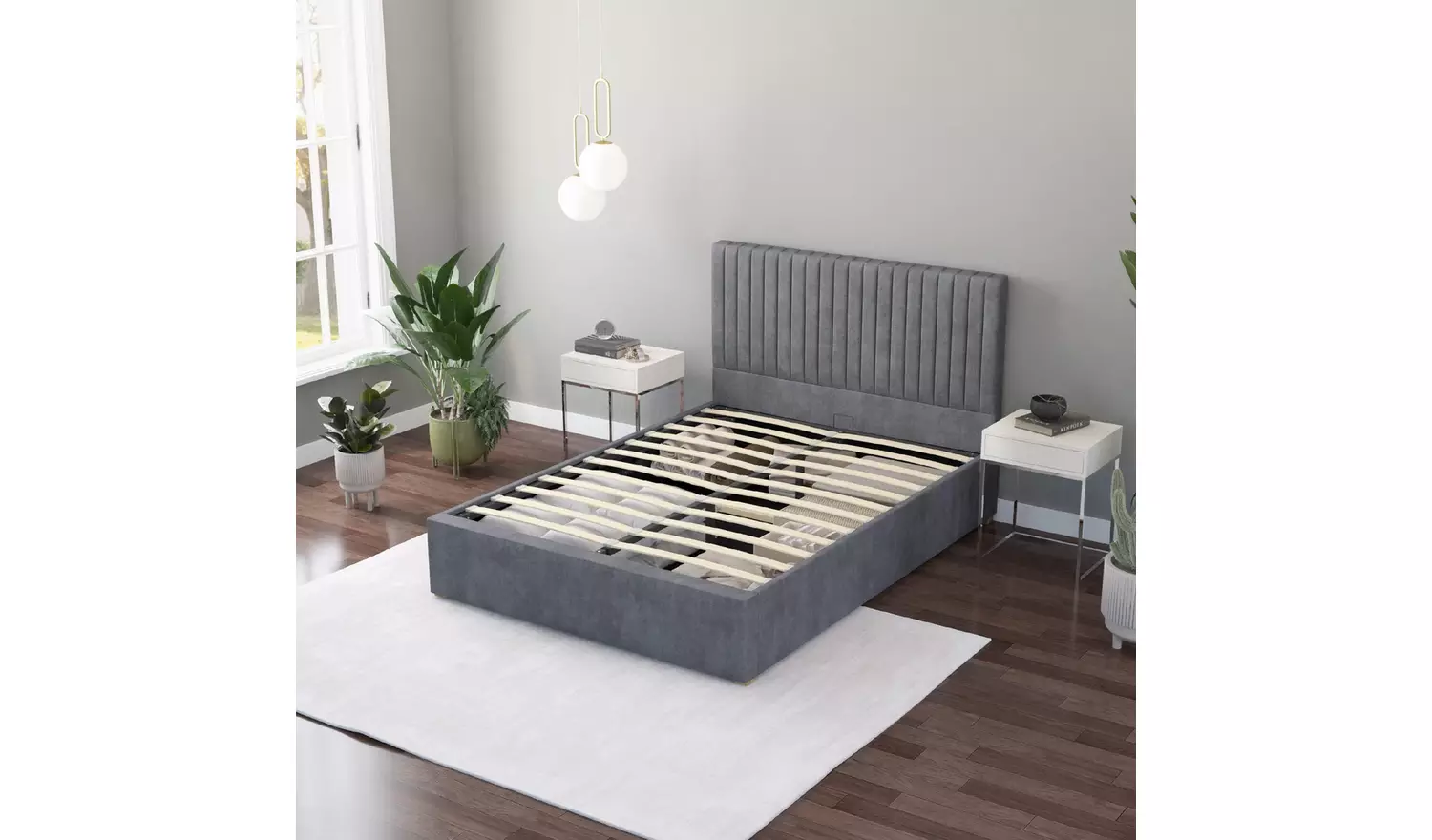 Aspire Grant Small Double End Lift Ottoman Bed - Steel