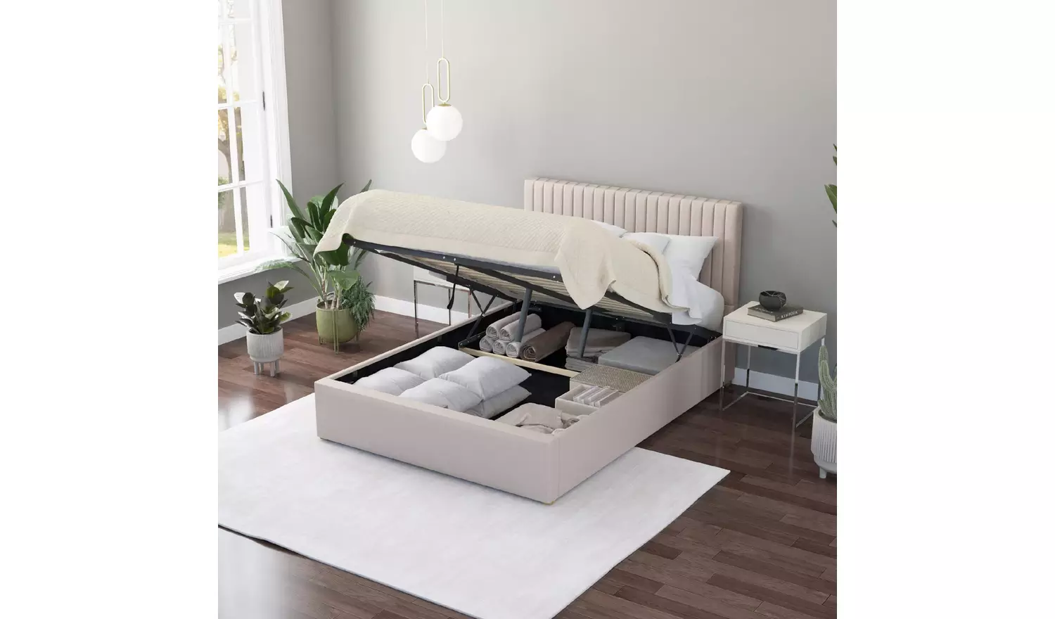 Aspire Grant Small Double End Lift Ottoman Bed - Off White
