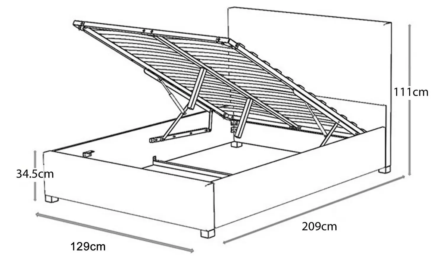 Aspire Grant Small Double End Lift Ottoman Bed - Off White