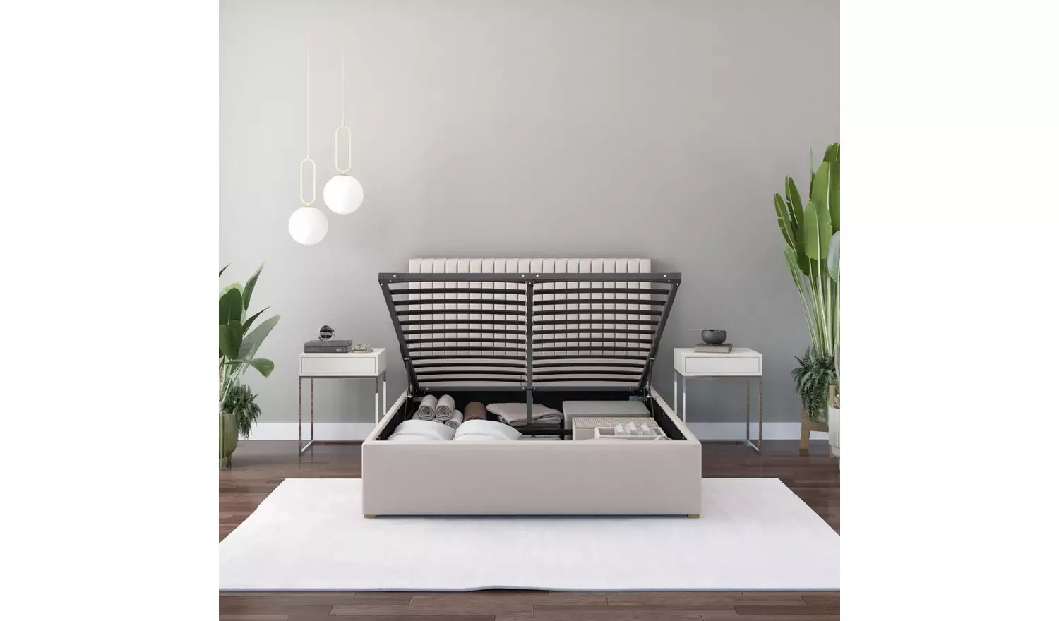 Aspire Grant Small Double End Lift Ottoman Bed - Off White