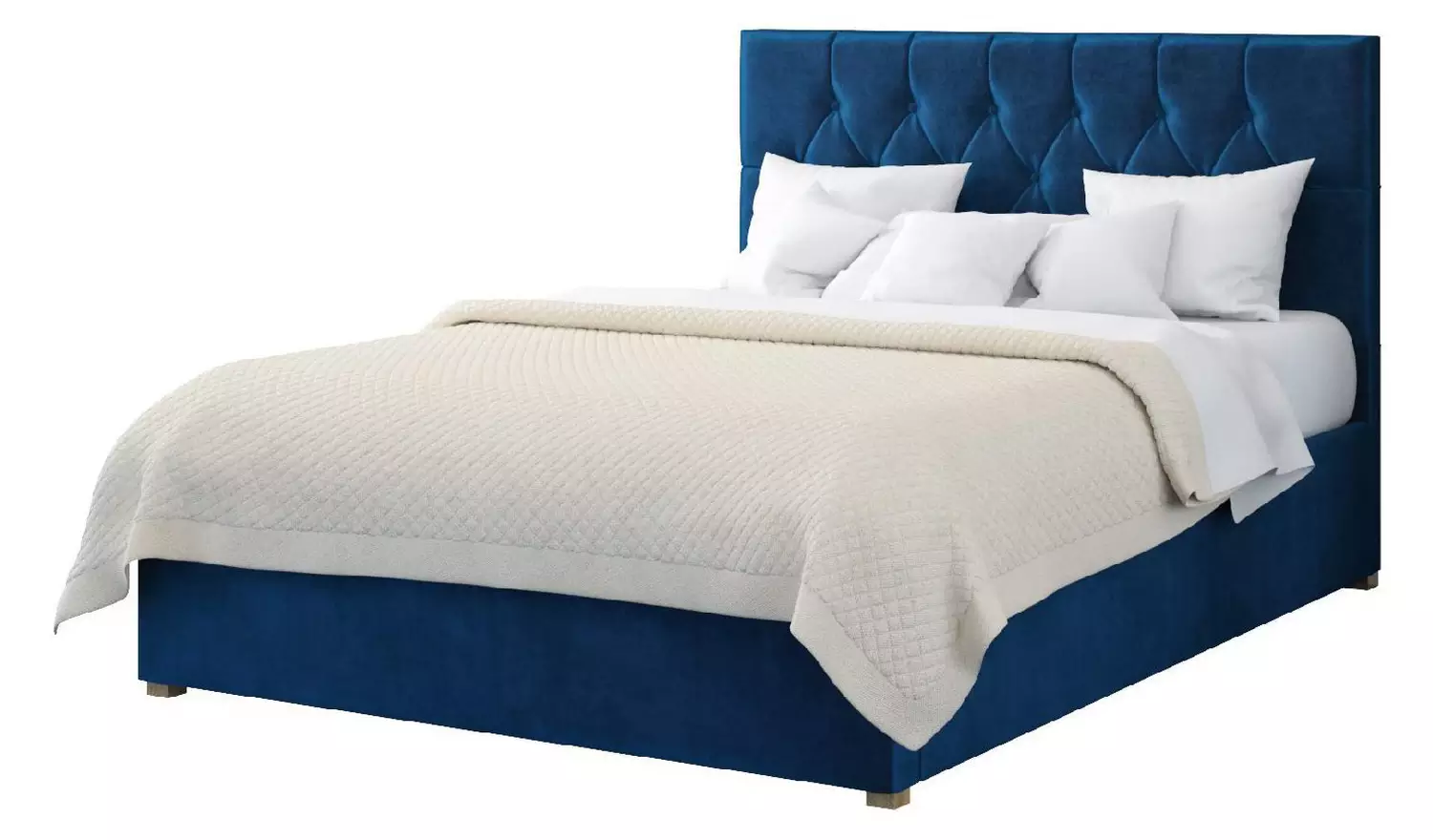 Aspire Olivier Double Velvet End Lift Ottoman Bed - Navy