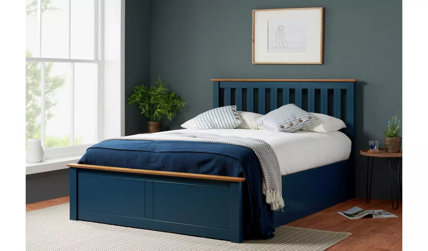Birlea Phoenix Double End Lift Ottoman Bed - Navy