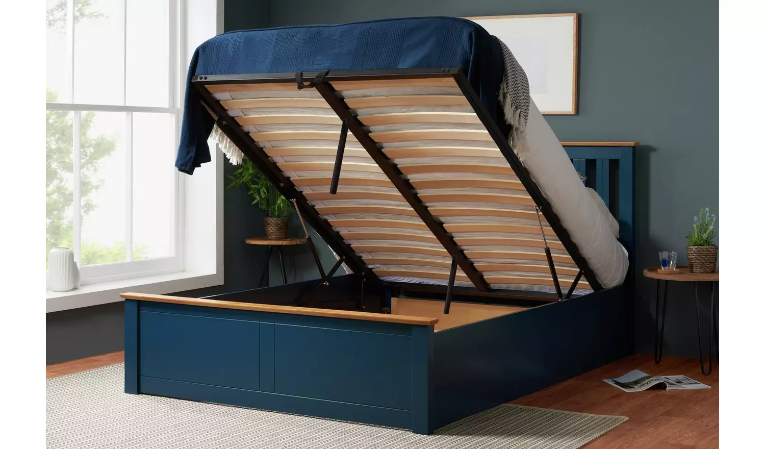 Birlea Phoenix Double End Lift Ottoman Bed - Navy