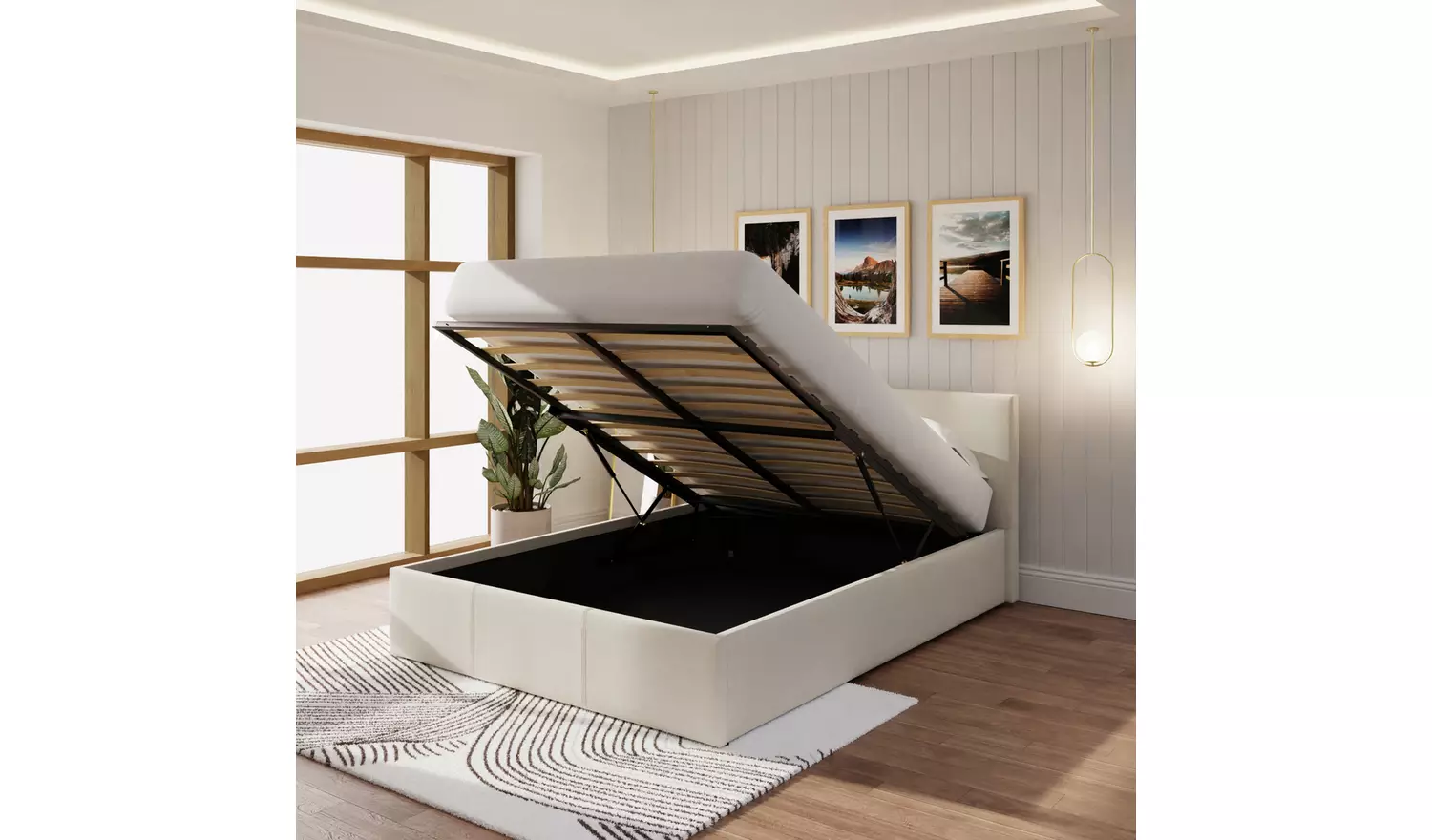 GFW End Lift Double Ottoman Bed with Mattress - Natural
