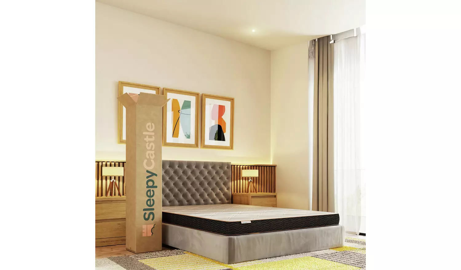 GFW End Lift Double Ottoman Bed with Mattress - Natural