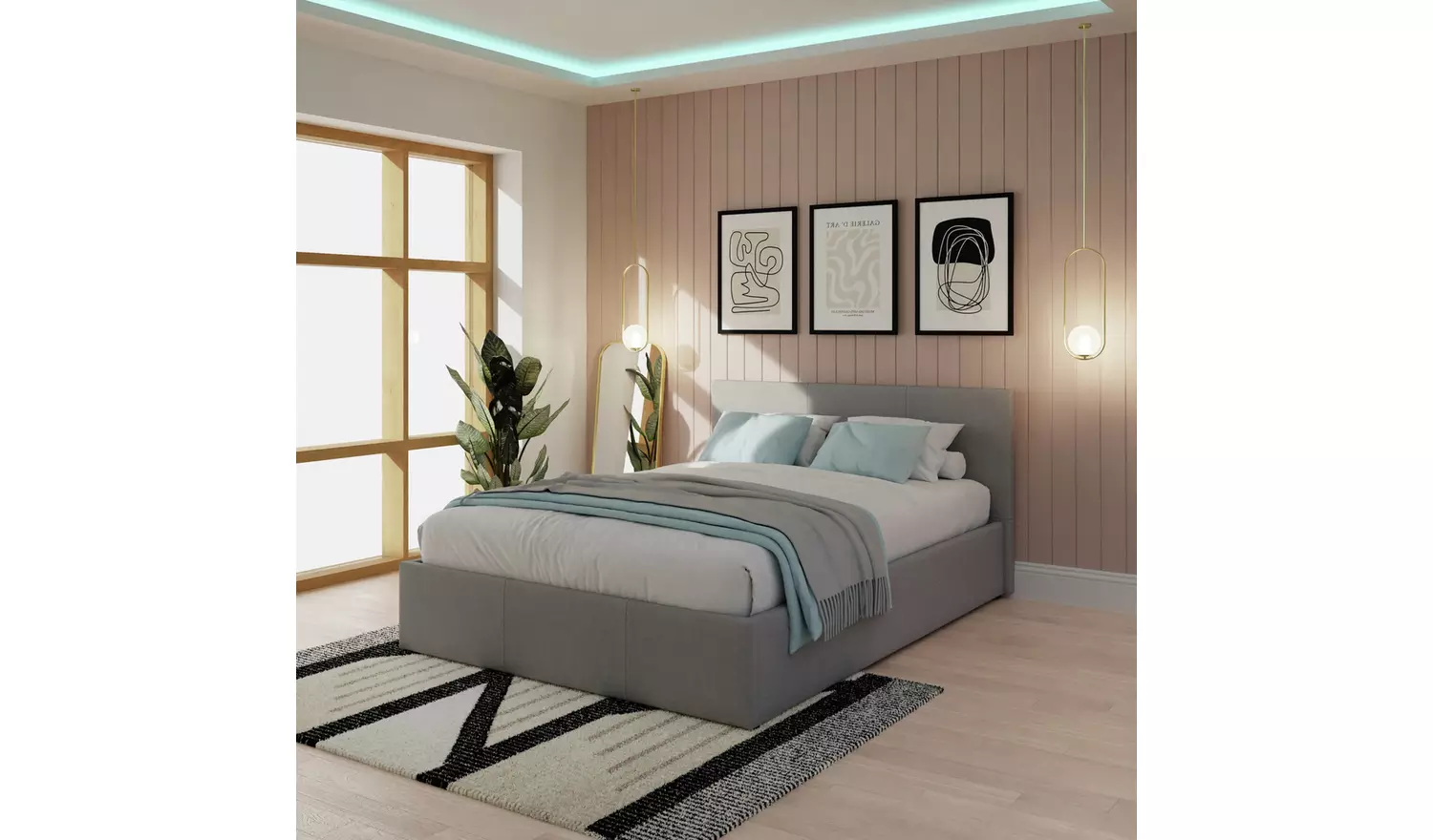 GFW End Lift Double Ottoman Bed with Mattress - Grey