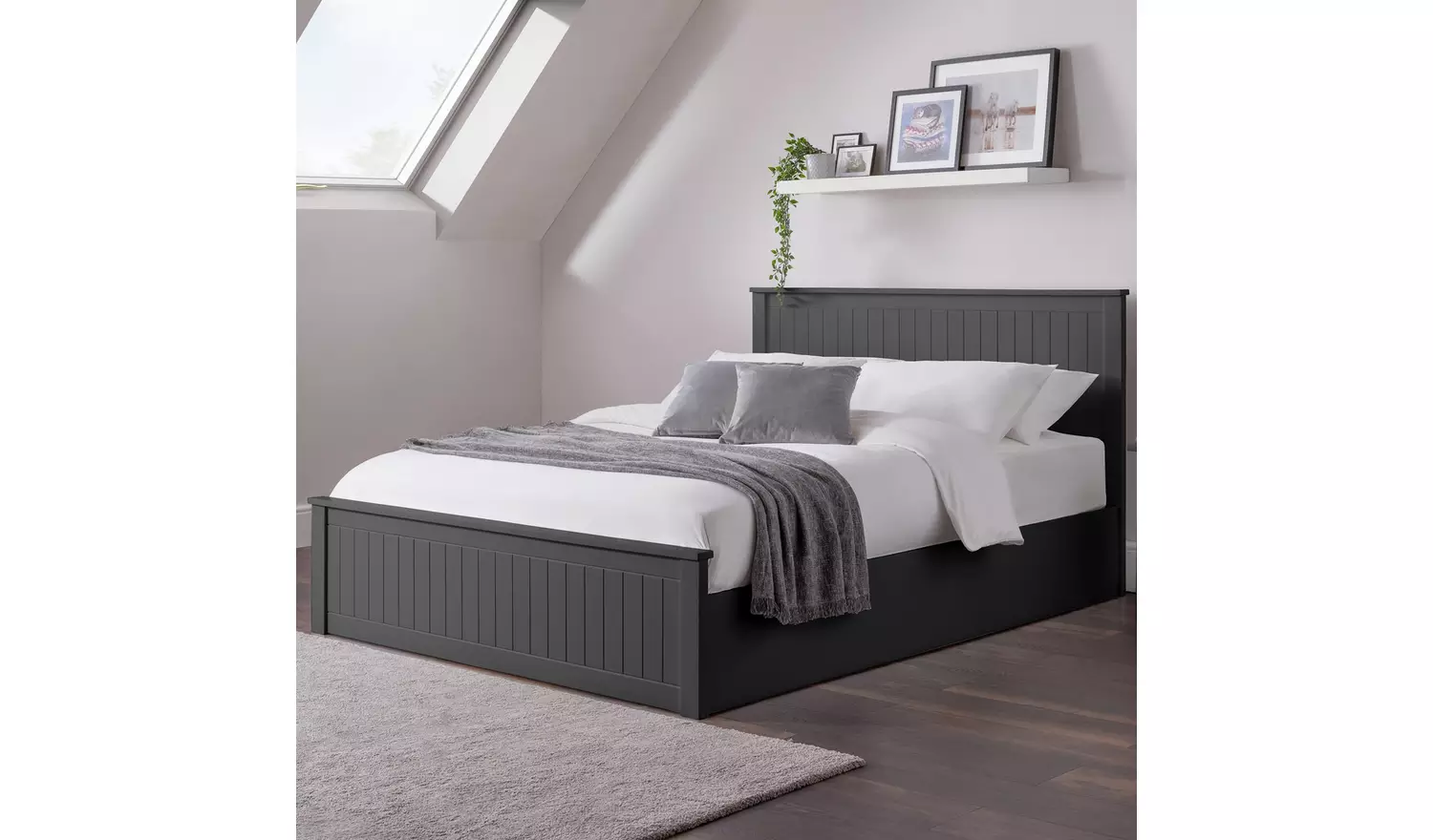 Julian Bowen Maine Double End Lift Ottoman Bed - Anthracite
