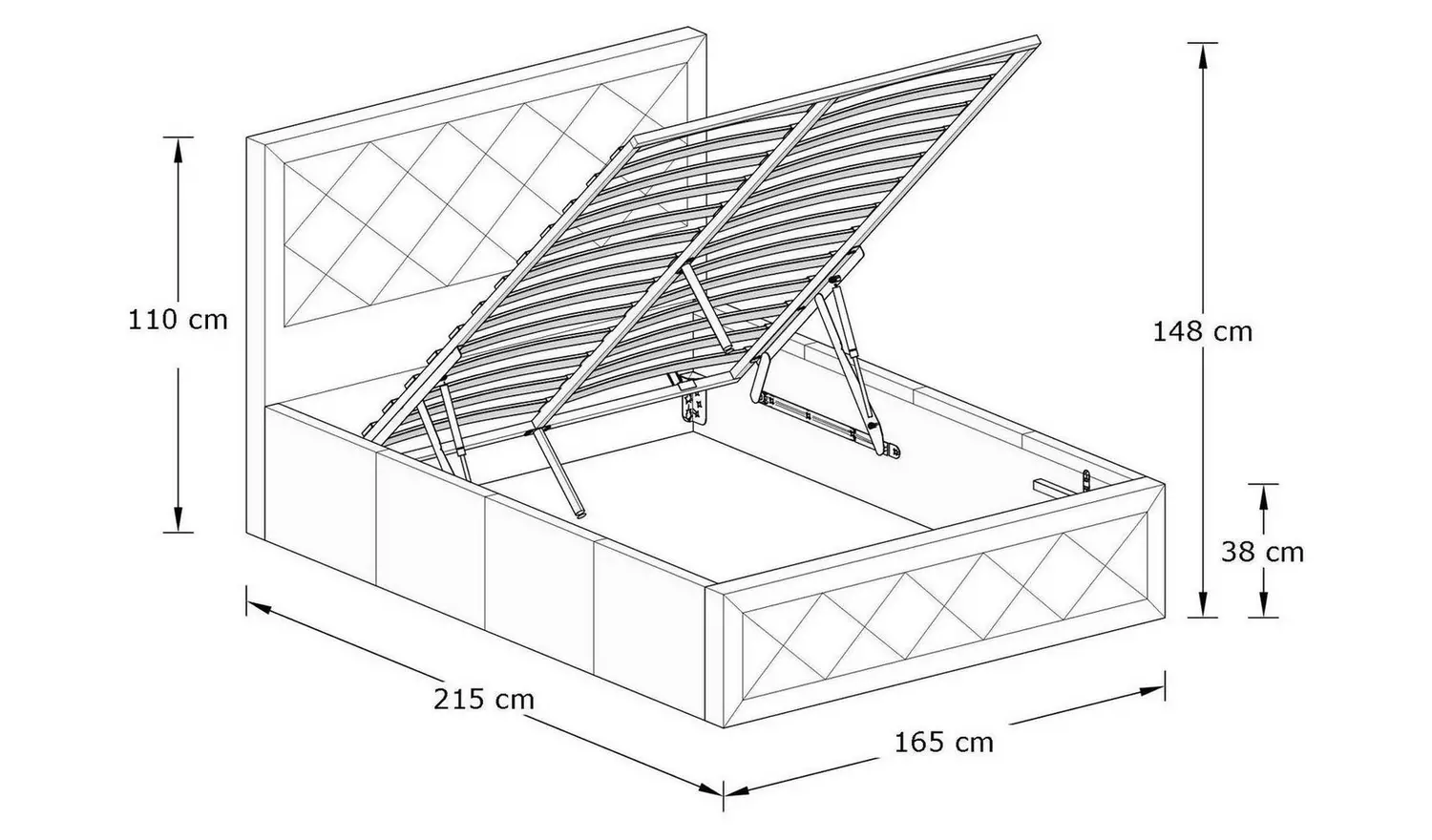 GFW Hollywood Kingsize Ottoman Bed Frame - Natural