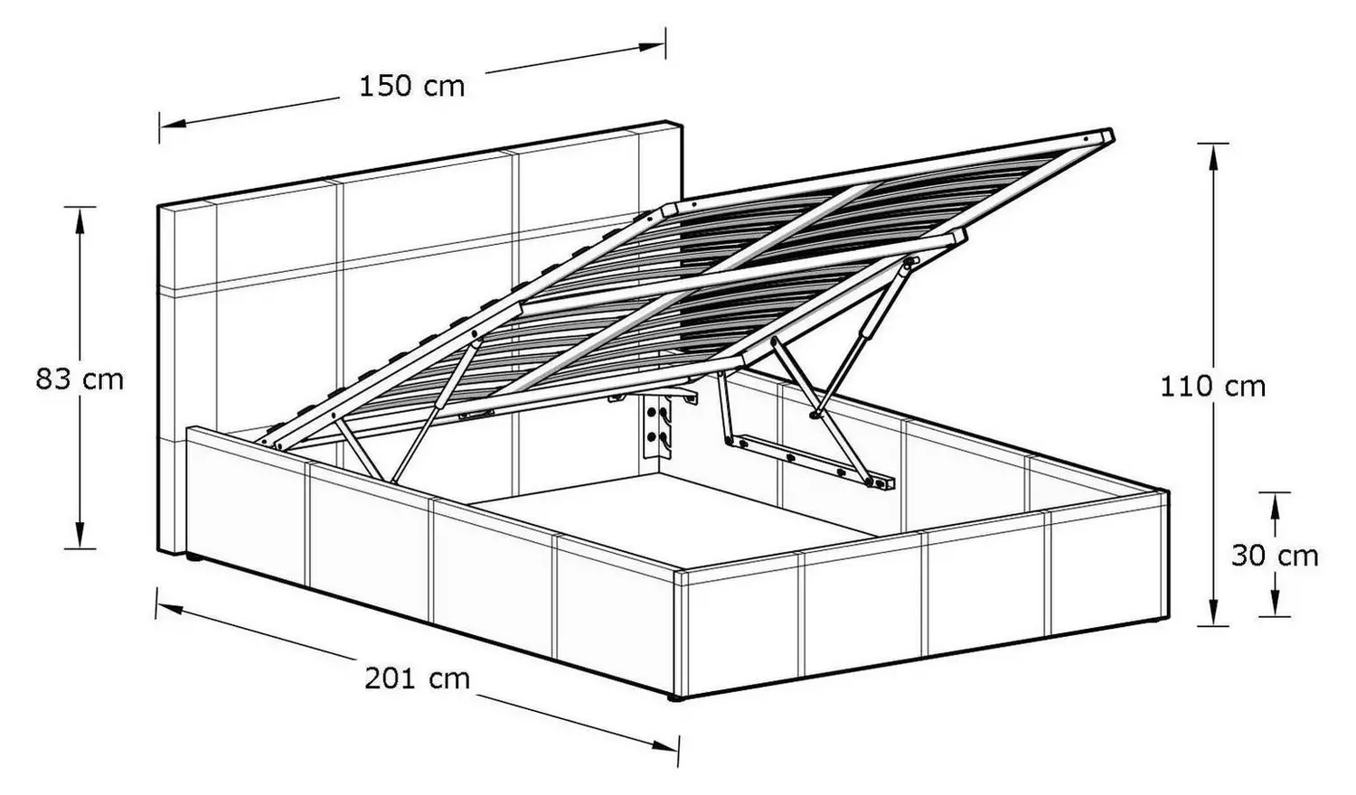GFW End Lift Double Ottoman Bed Frame - Natural
