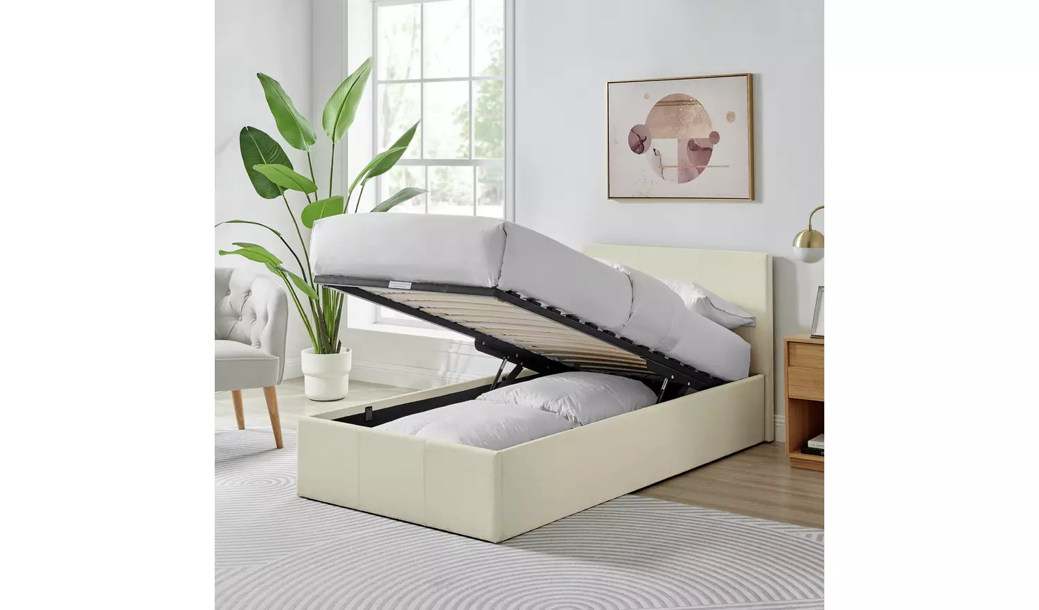 Argos Home Heathdon Single End Lift Ottoman Bed - Natural