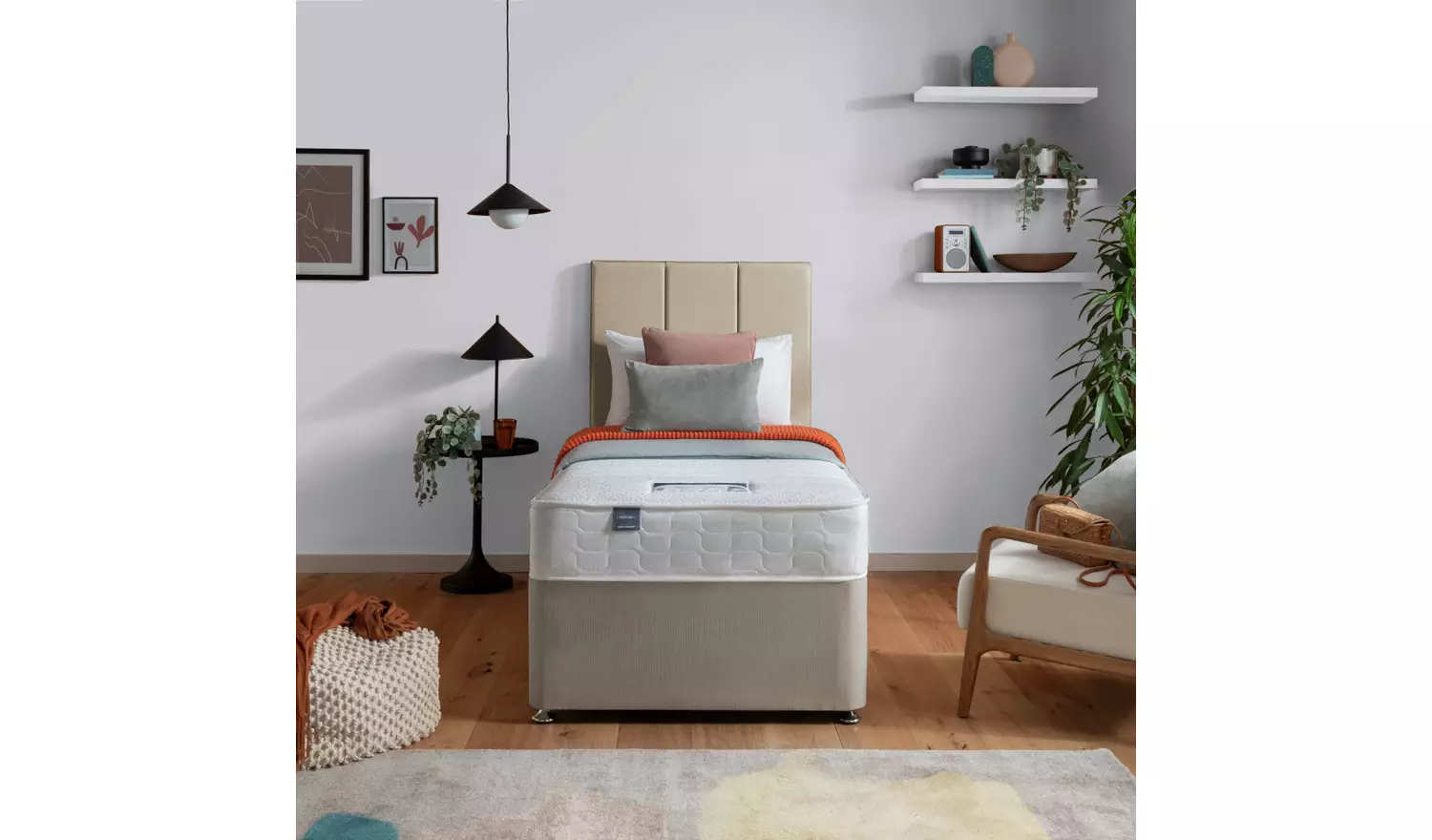 Silentnight Hatfield Single Memory 2 Drawer Divan Bed - Sand