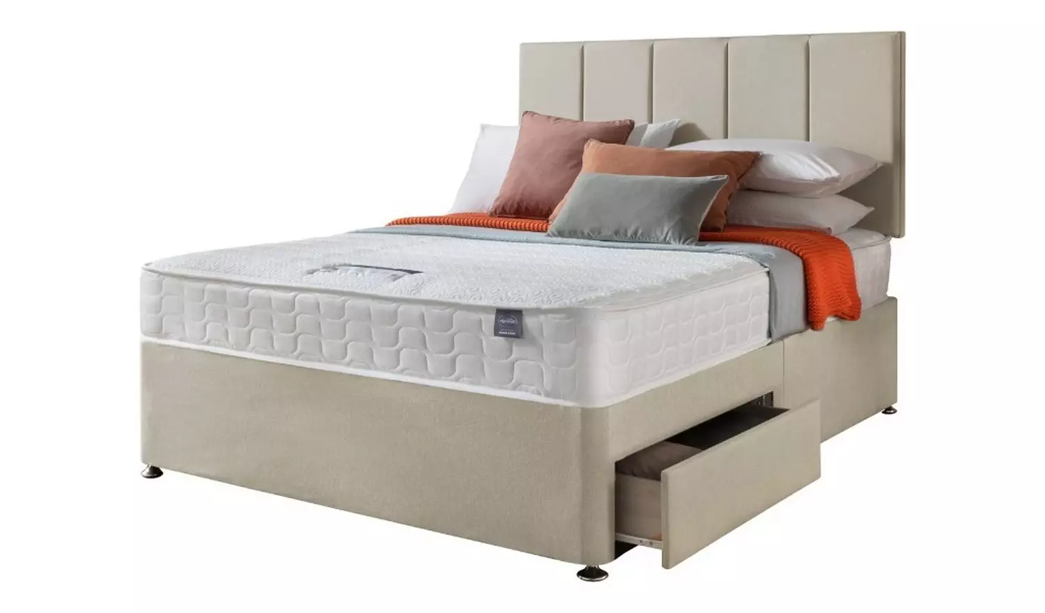 Silentnight Hatfield Small Double 2 Drawer Divan Bed - Sand