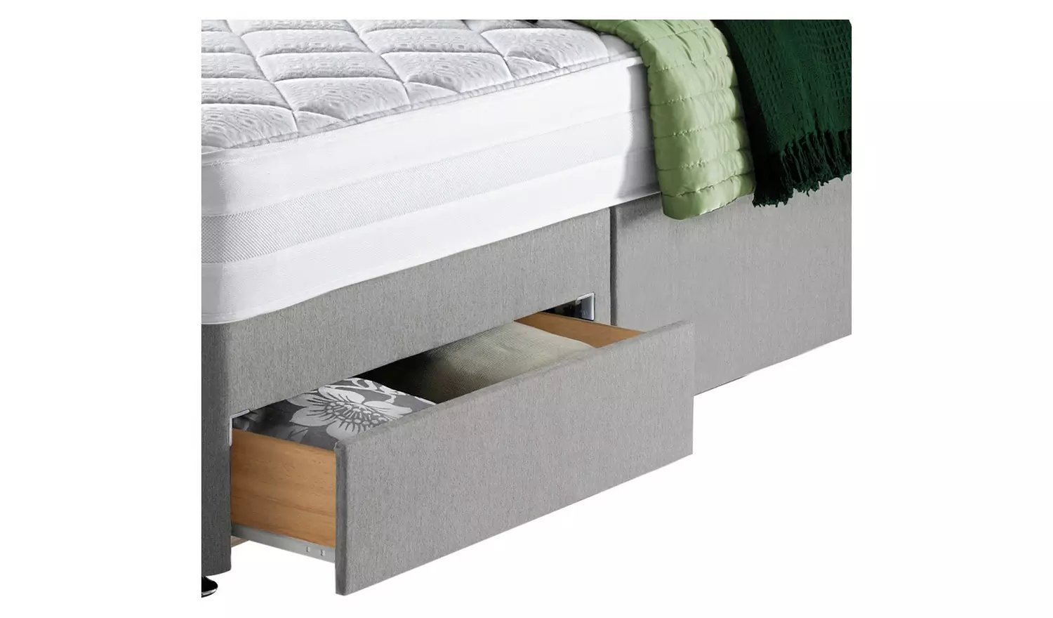 Silentnight Knightly Double Memory 2 Drawer Divan Bed - Grey