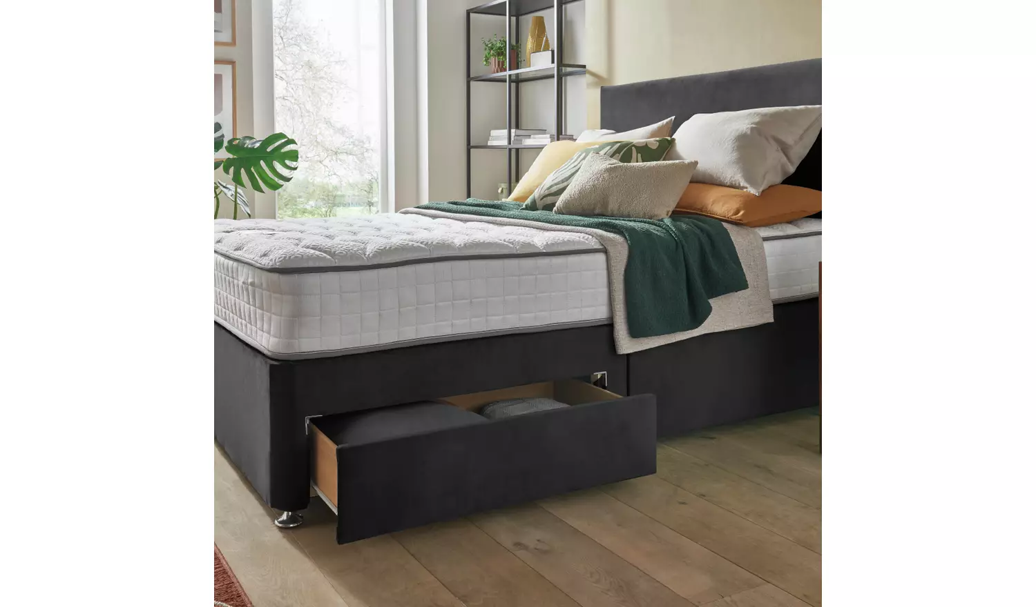 Silentnight Memory Kingsize 2 Drawer Divan Bed - Charcoal