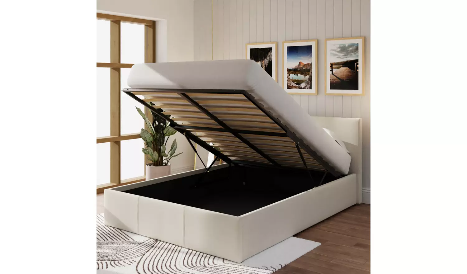 GFW End Lift Small Double Ottoman Bed Frame - Natural