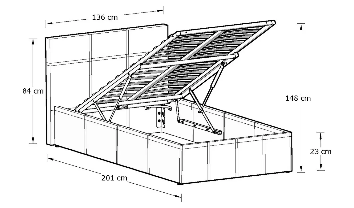 GFW End Lift Small Double Ottoman Bed Frame - Natural
