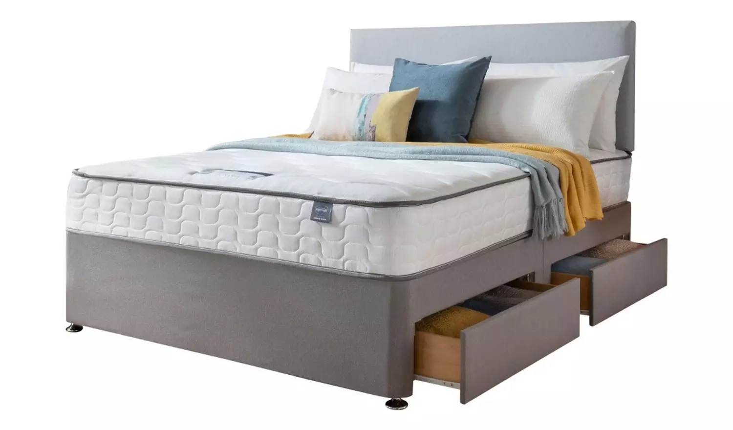 Silentnight Small Double 4 Drawer Divan Bed - Grey