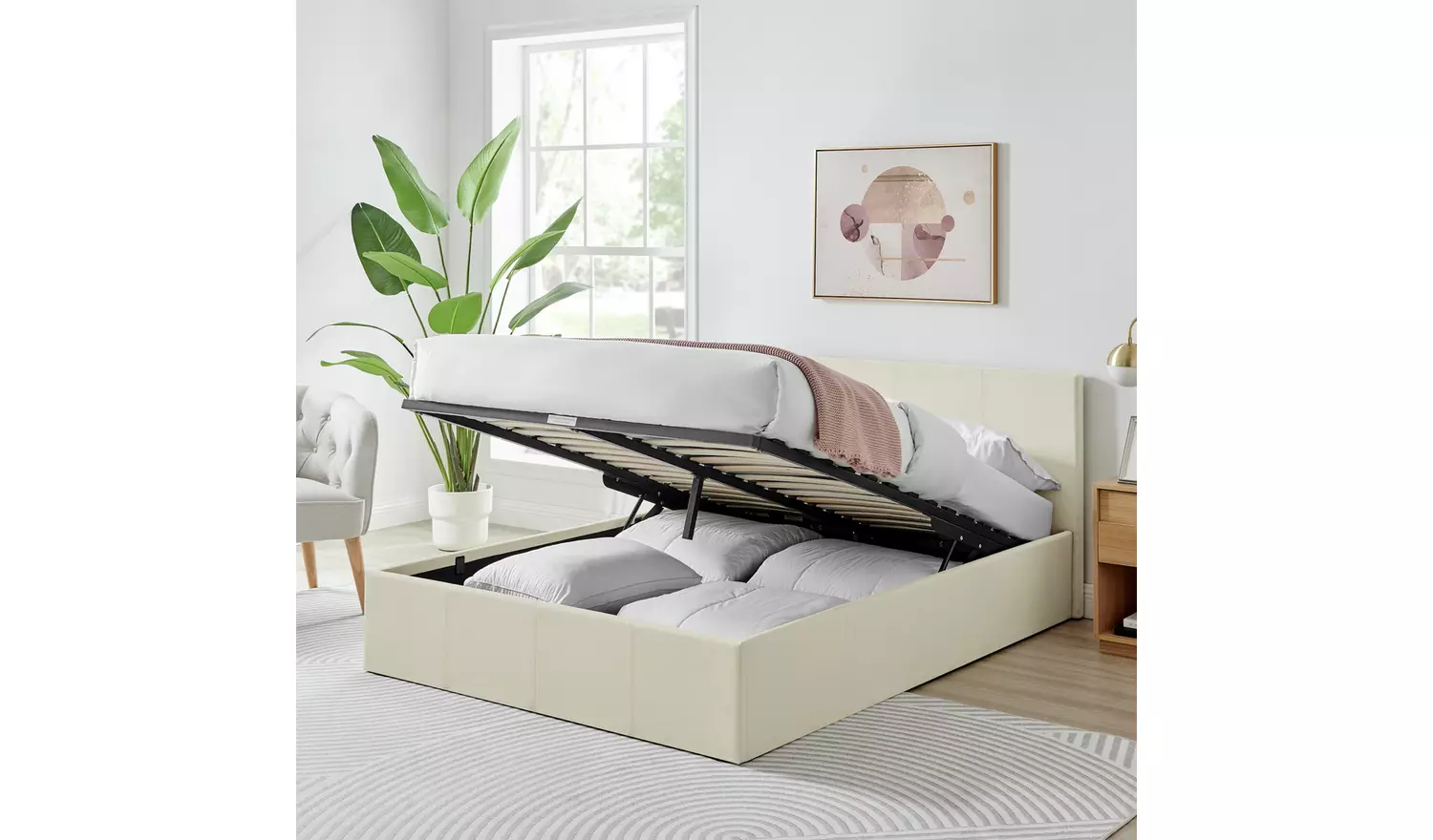 Argos Home Heathdon Kingsize End Lift Ottoman Bed - Natural