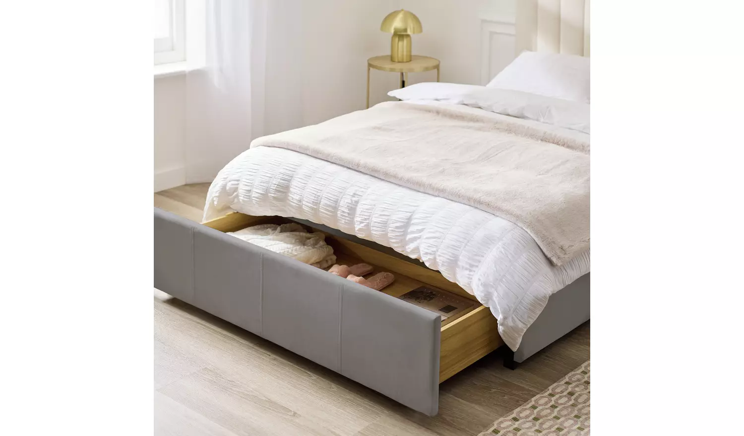 Argos Home Pandora Small Double Drawer Storage Bed - Grey