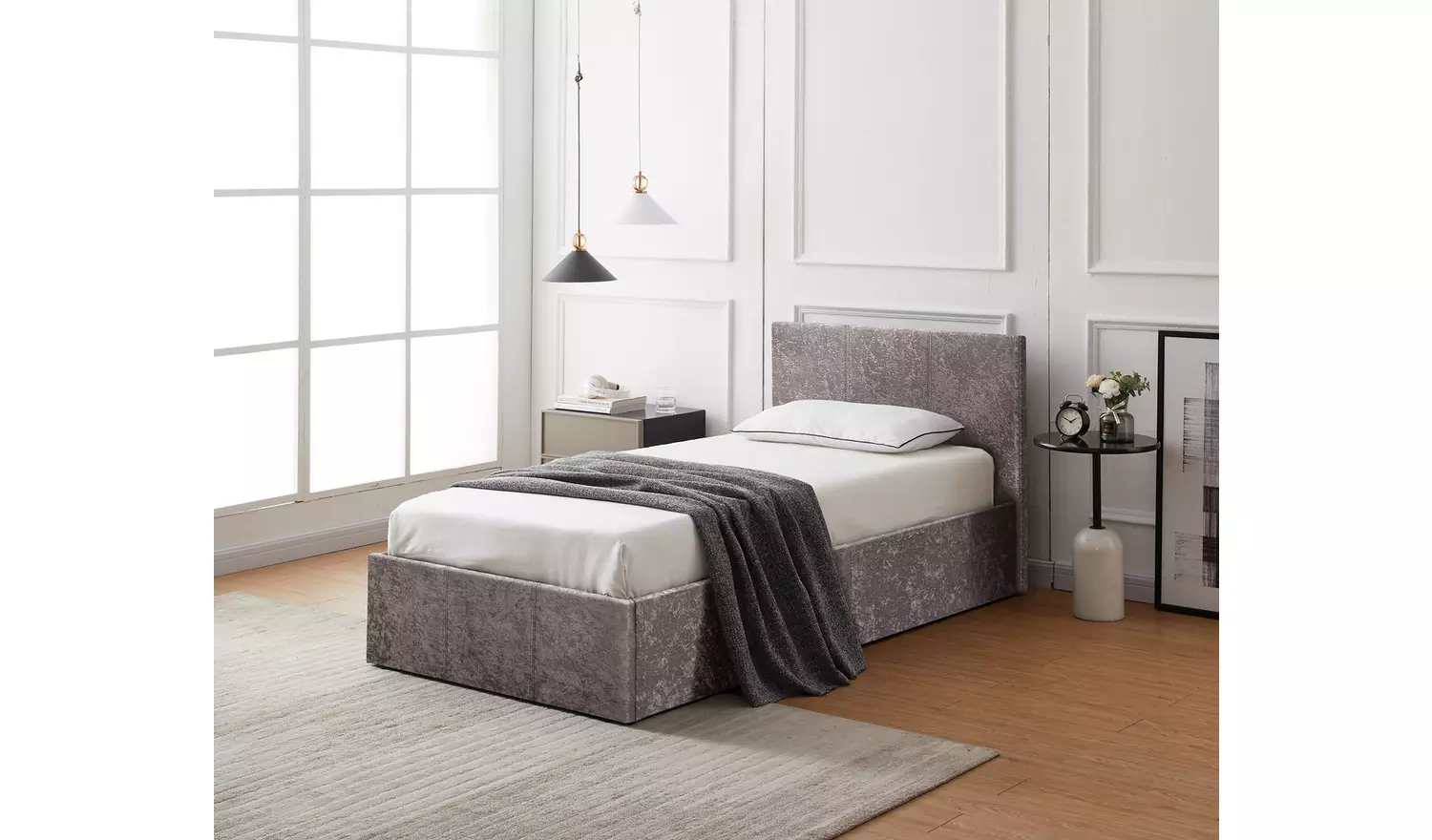 Argos Home Heathdon Single End Lift Ottoman Bed - Silver