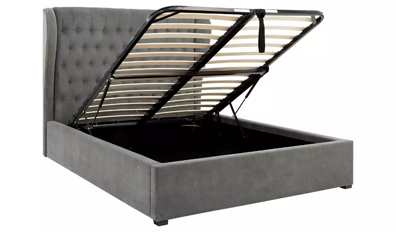 GFW Dakota Double End Lift Ottoman Bed with Mattress -Pewter