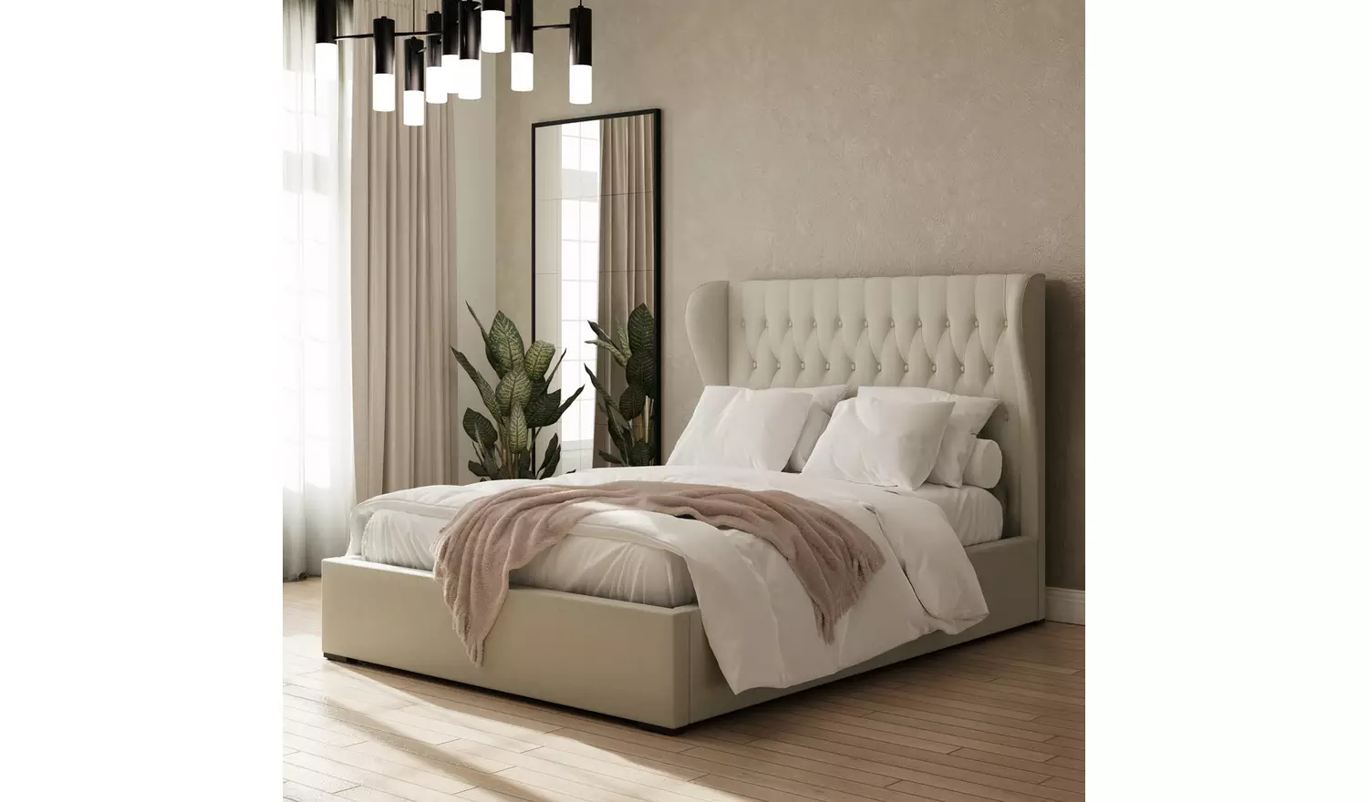 GFW Dakota Kingsize End Lift OttomanBed withMattress-Natural