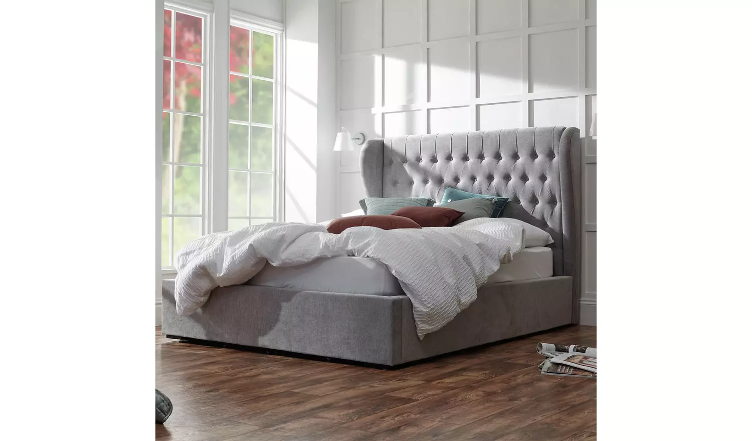GFW Dakota Kingsize End Lift Ottoman Bed with Mattress -Grey