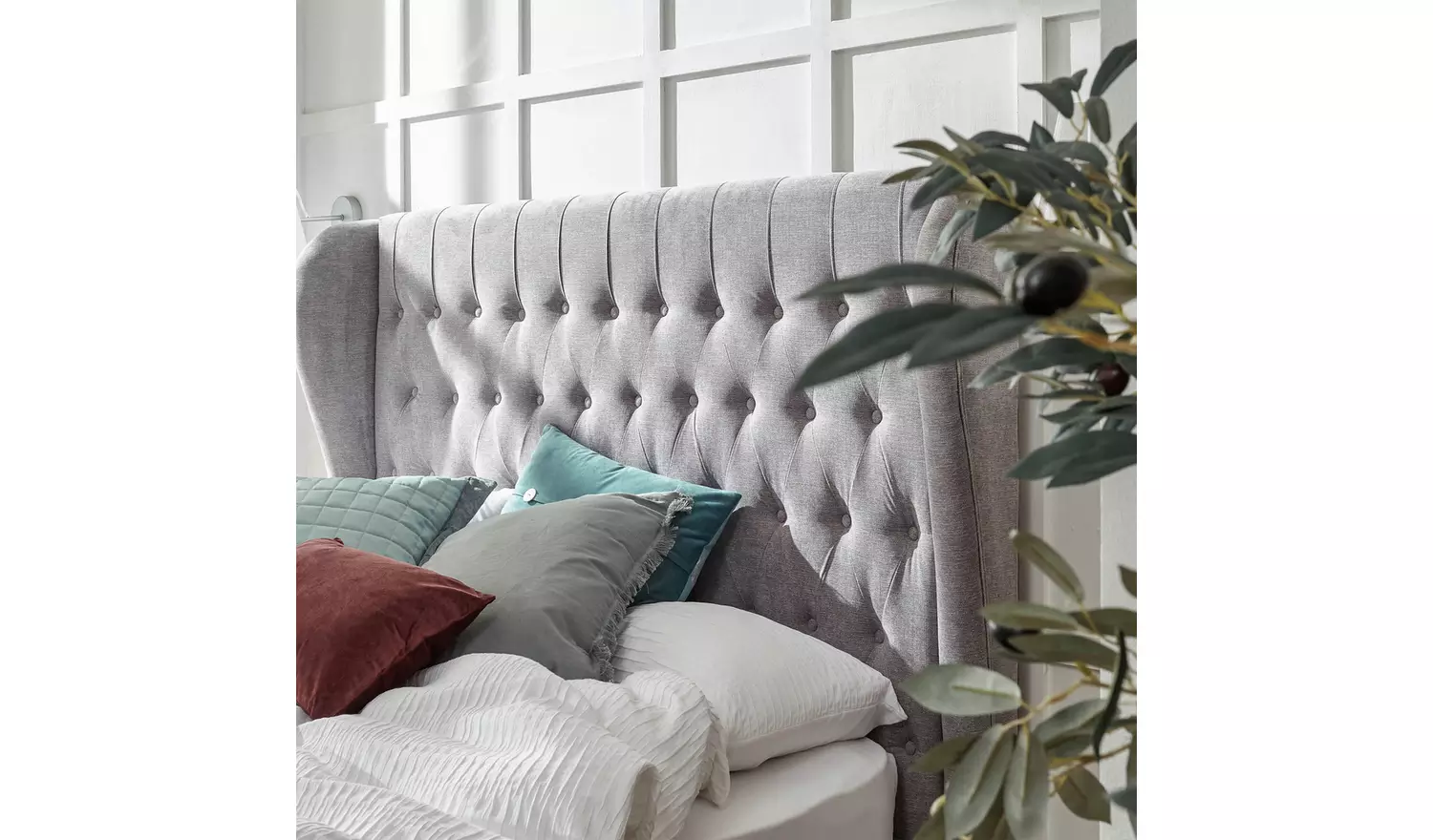 GFW Dakota Kingsize End Lift Ottoman Bed with Mattress -Grey