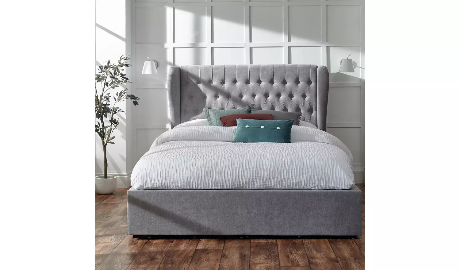 GFW Dakota Kingsize End Lift Ottoman Bed with Mattress -Grey