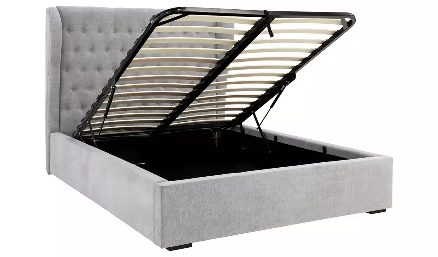 GFW Dakota Kingsize End Lift Ottoman Bed with Mattress -Grey