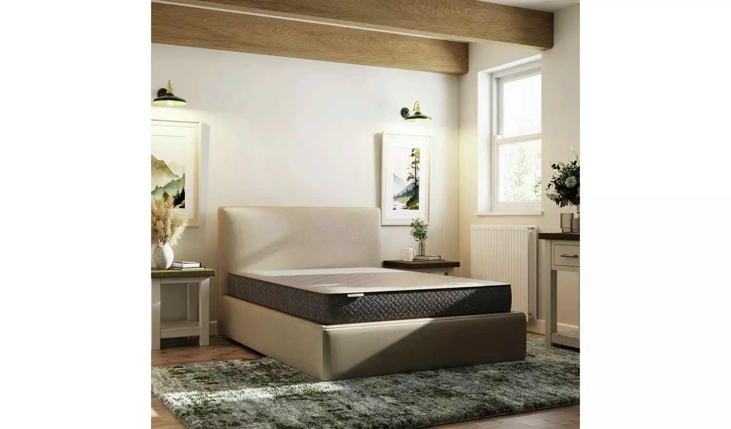 GFW Dakota Kingsize End Lift Ottoman Bed with Mattress -Grey