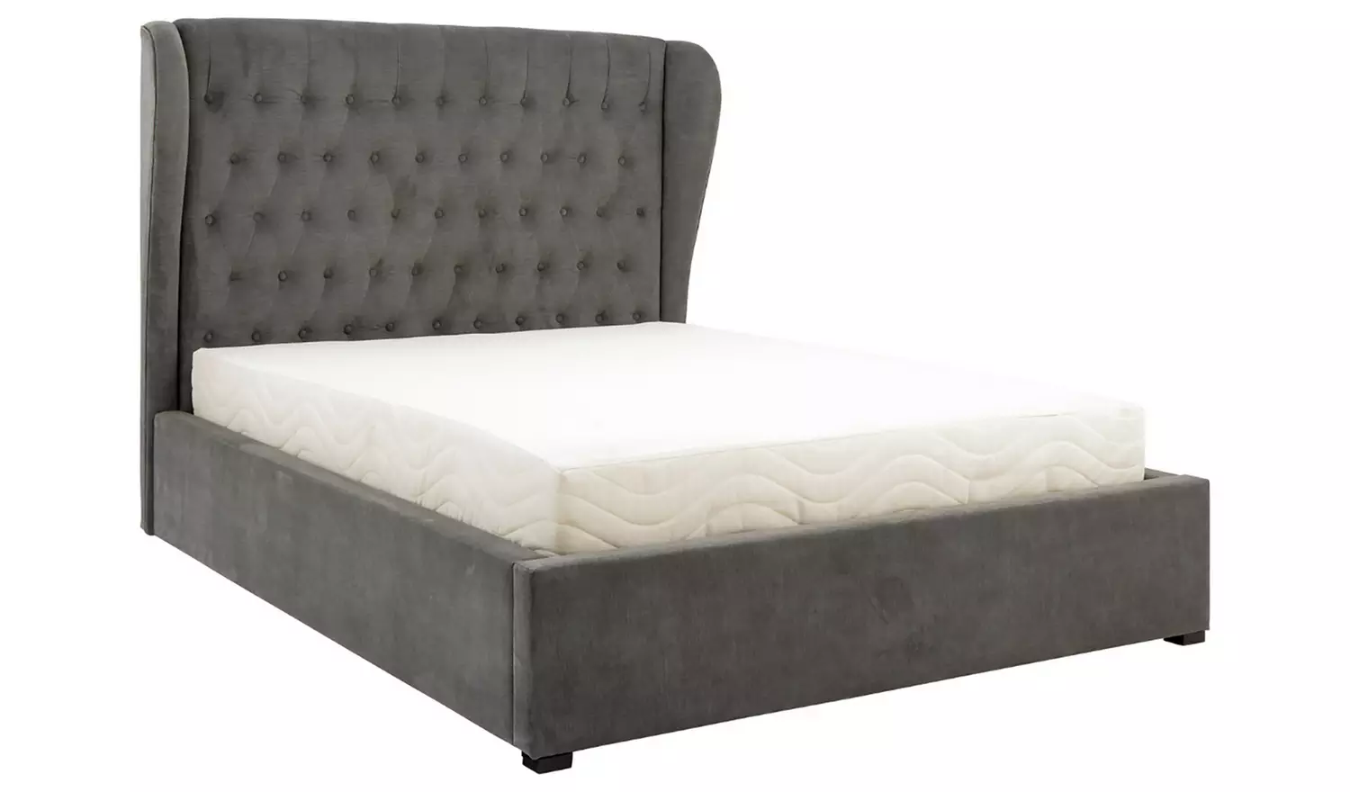 GFW Dakota Kingsize EndLift Ottoman Bed withMattress-Pewter