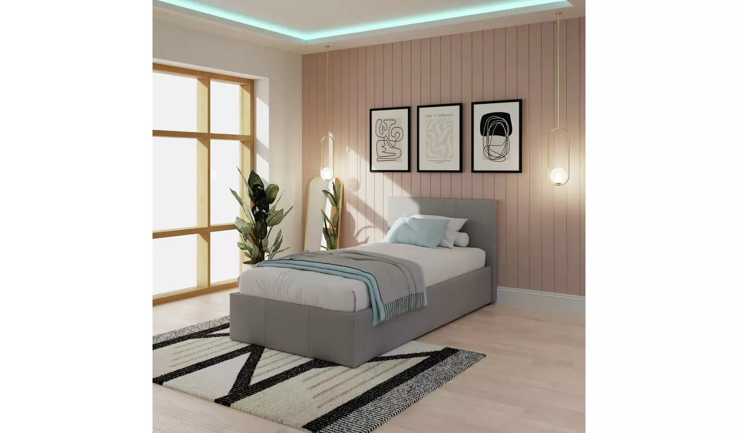 GFW Single Side Lift Ottoman Bed - Grey