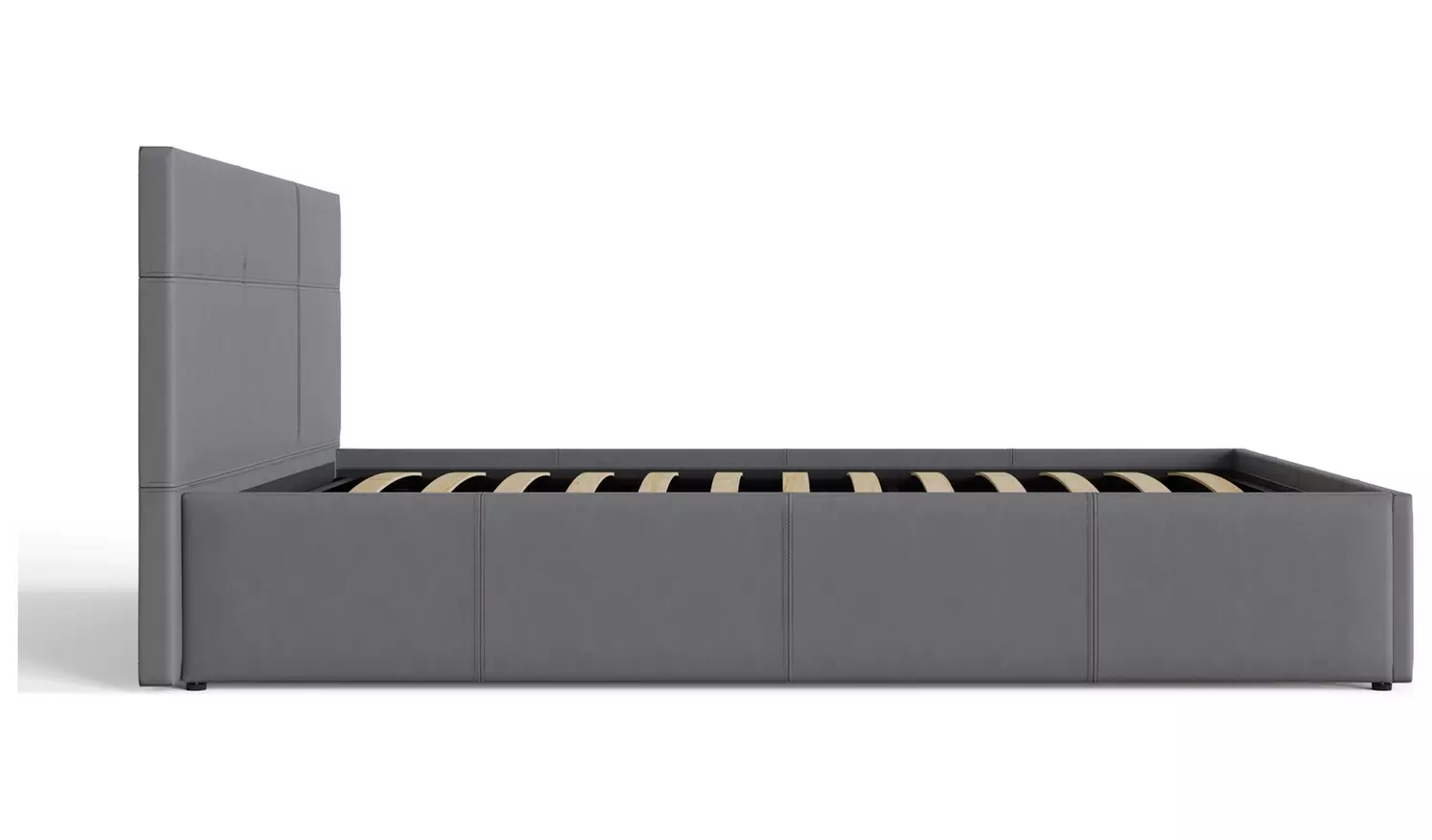GFW Side Lift Kingsize Faux Leather Ottoman Bed - Grey