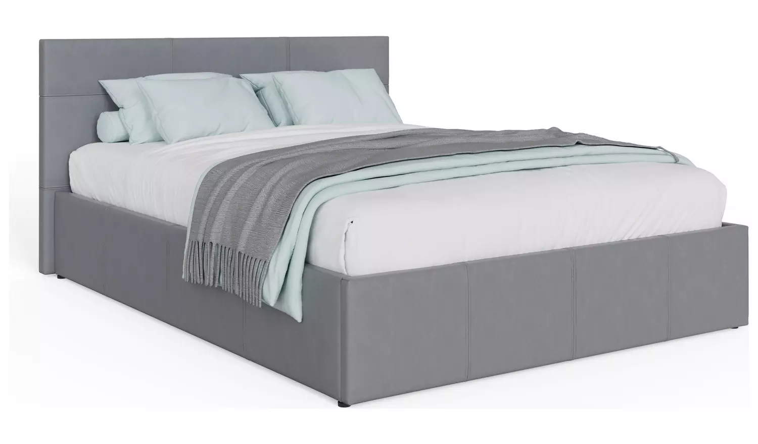 GFW Side Lift Kingsize Faux Leather Ottoman Bed - Grey