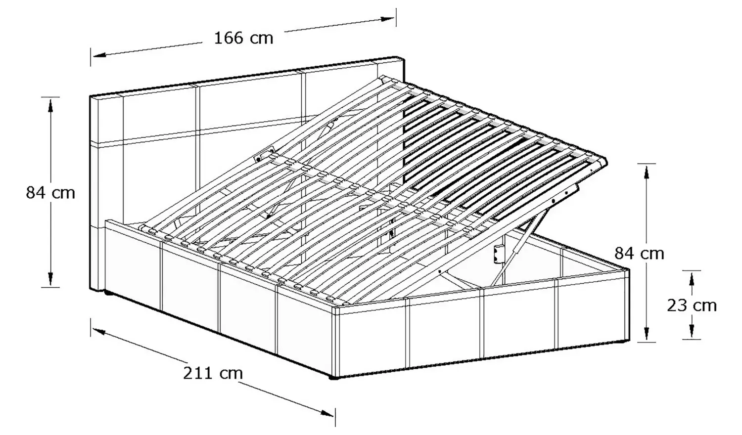 GFW Side Lift Kingsize Faux Leather Ottoman Bed - Grey