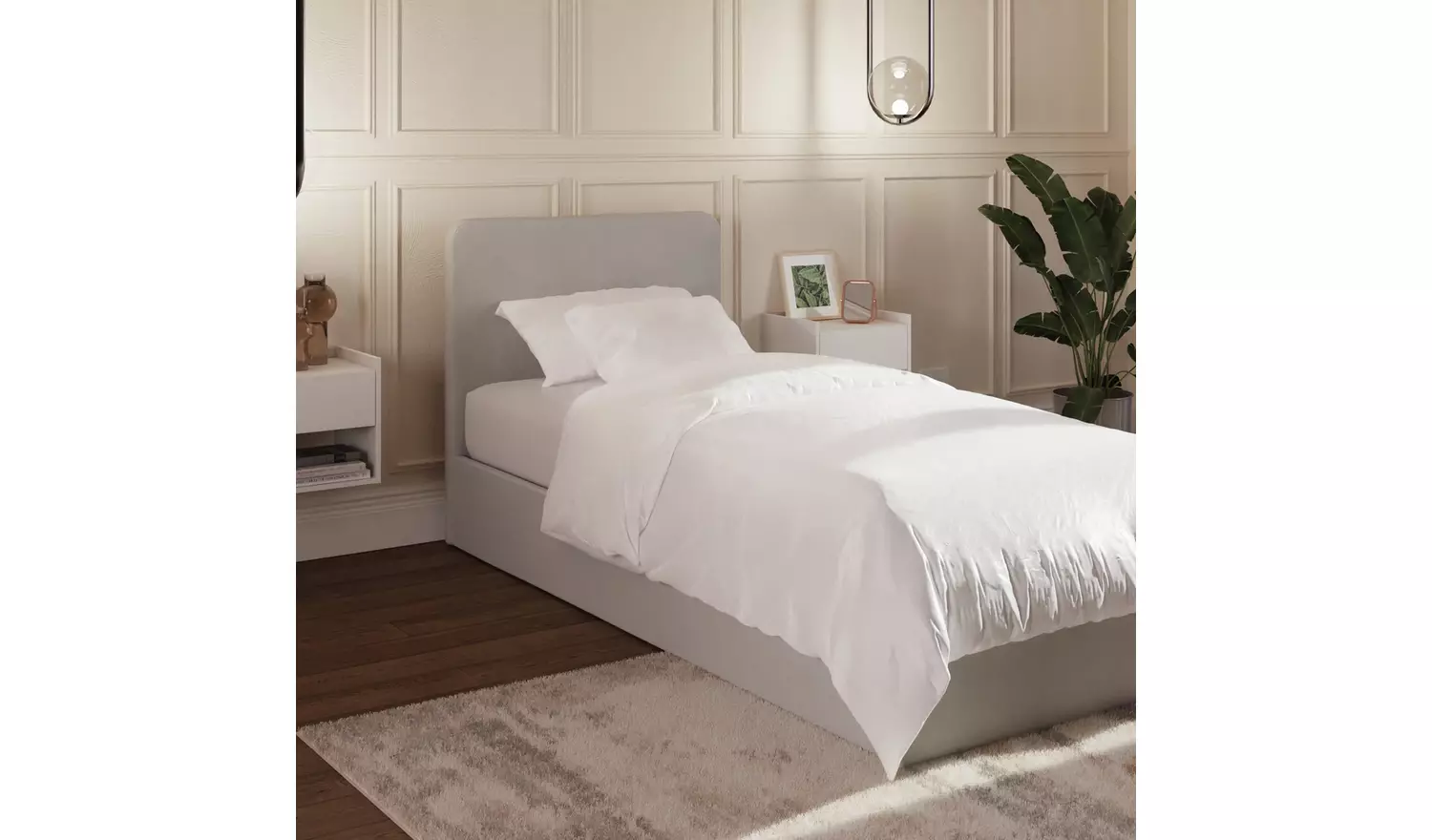 GFW Chiswick Single Side Lift Ottoman Bed with Mattress-Grey