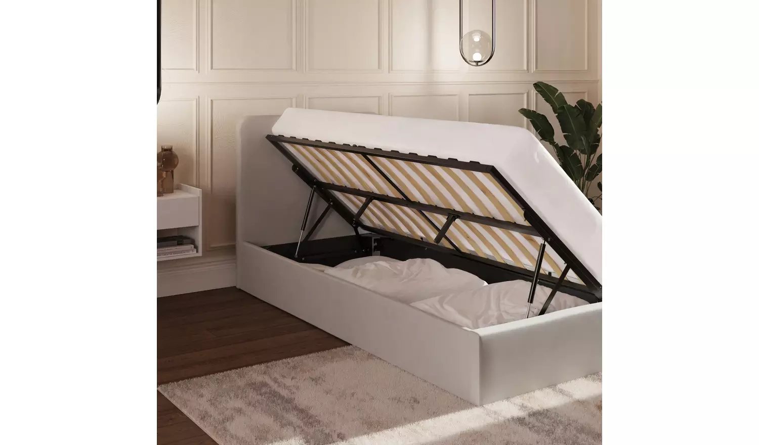 GFW Chiswick Single Side Lift Ottoman Bed with Mattress-Grey