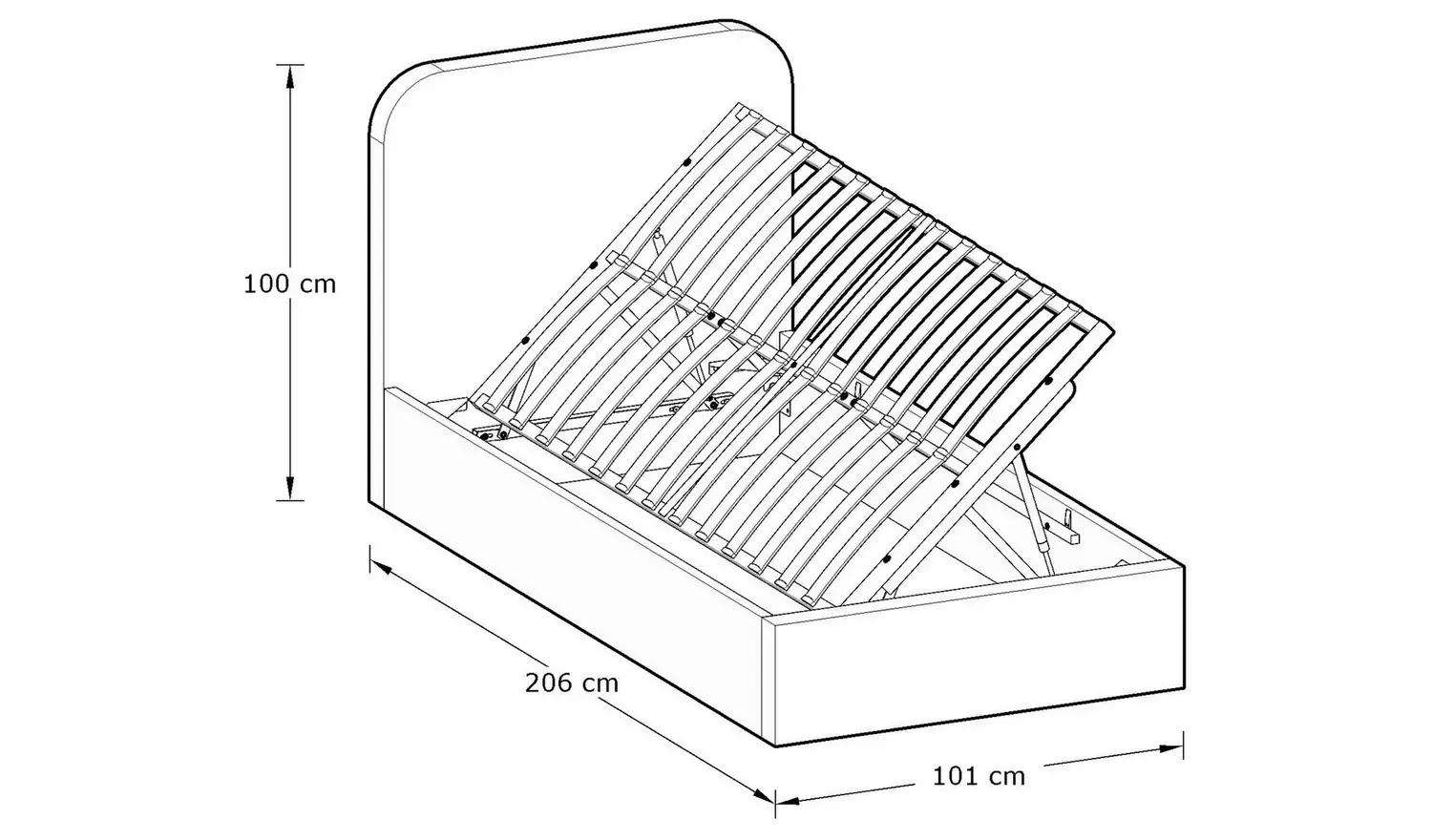 GFW Chiswick Single Side Lift Ottoman Bed with Mattress-Grey