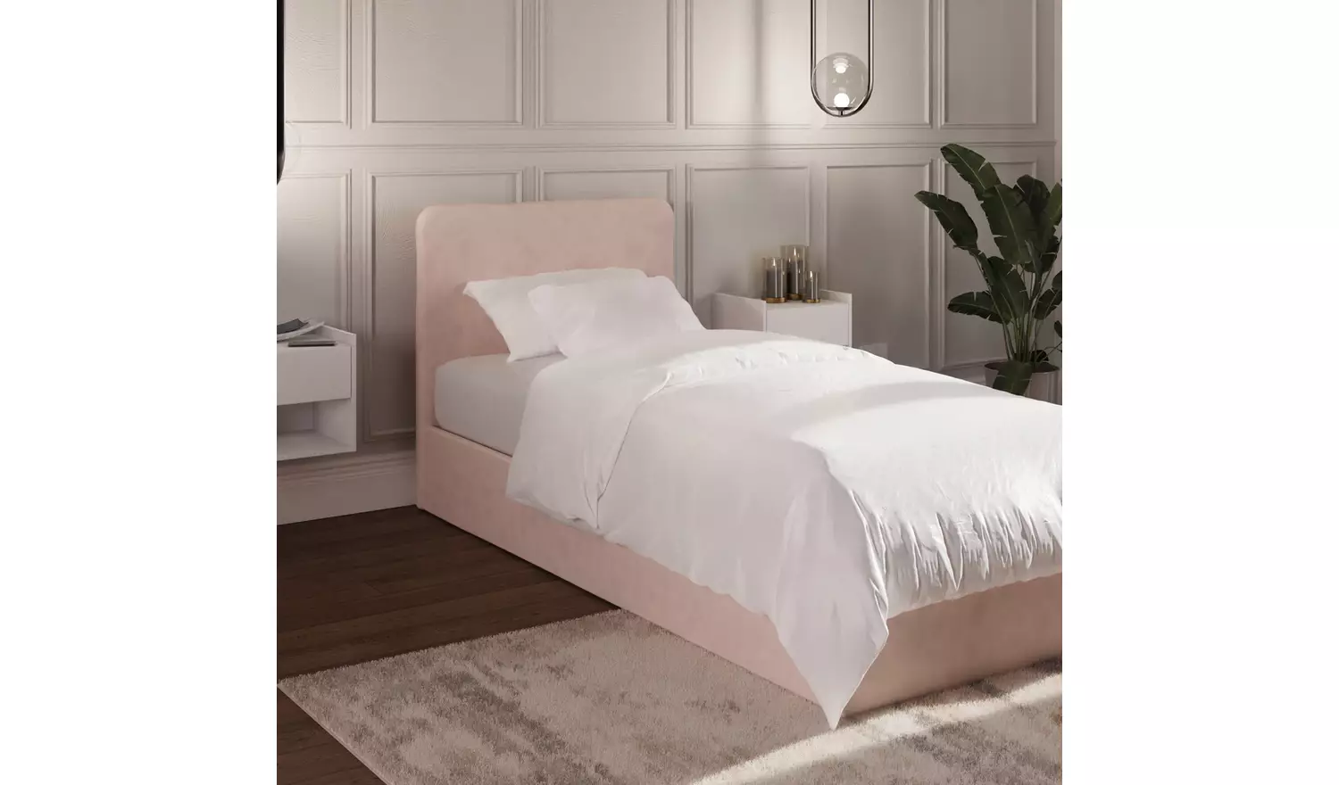 GFW Chiswick Single Side Lift Ottoman Bed with Mattress-Pink