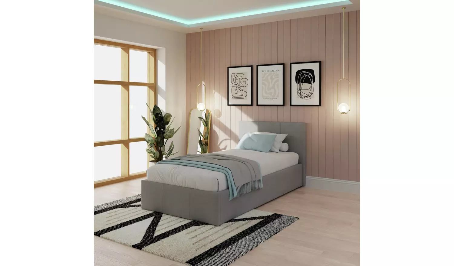 GFW End Lift Single Ottoman Bed with Mattress - Grey