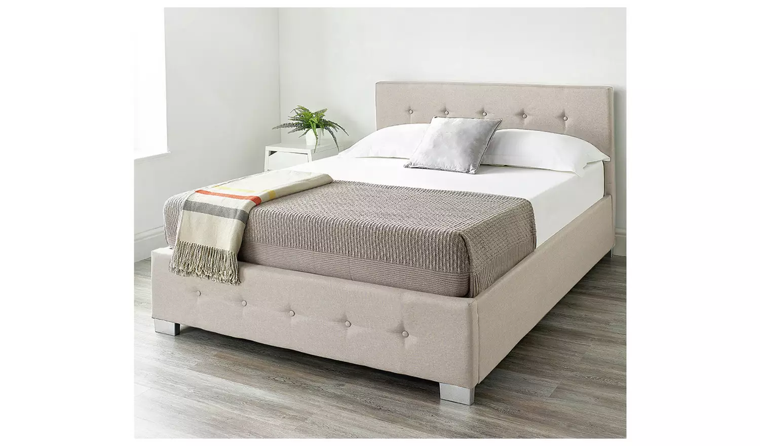 Aspire Fabric Single End Lift Ottoman Bed - Beige