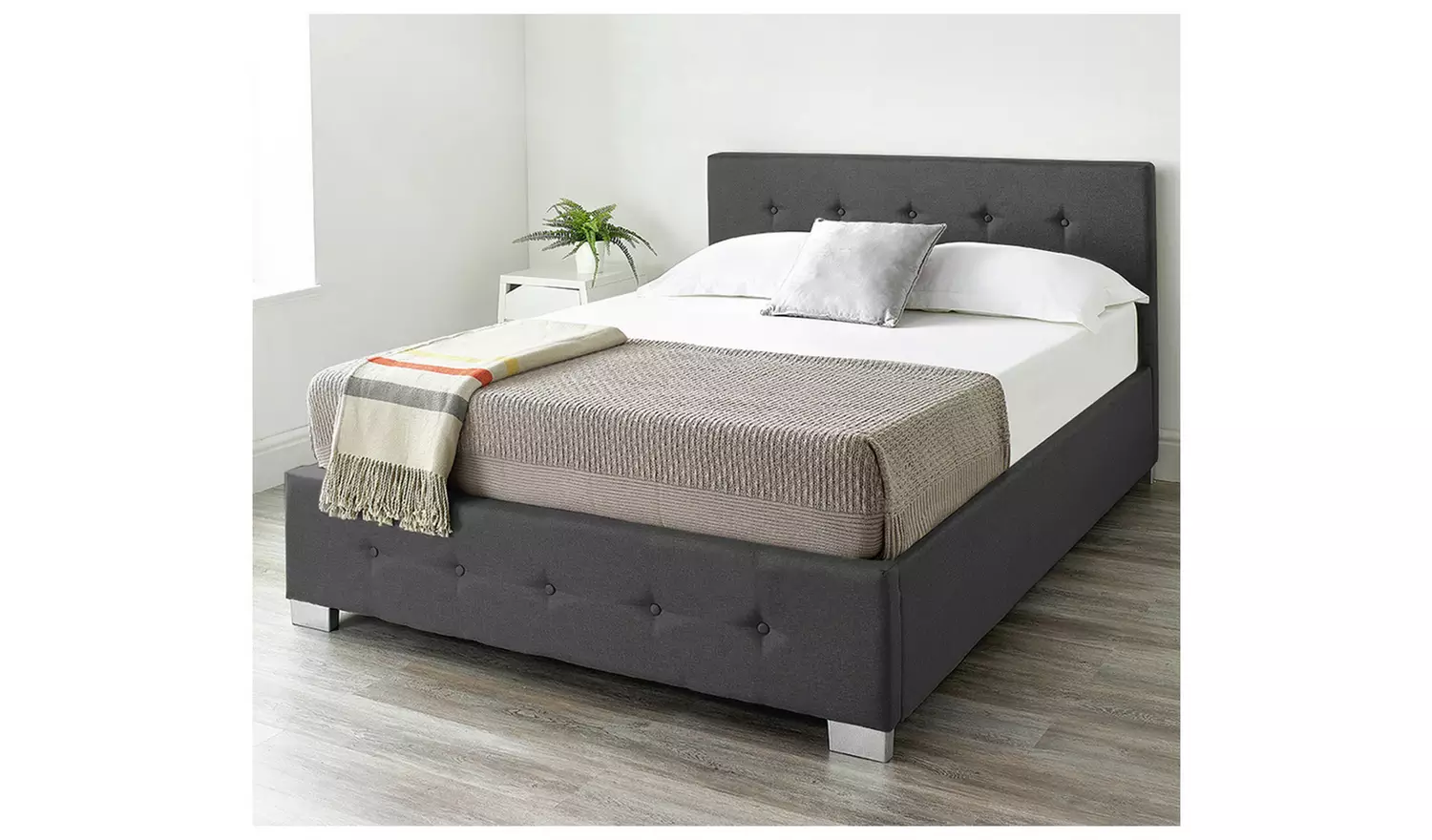 Aspire Fabric Small Double End Lift Ottoman Bed - Black