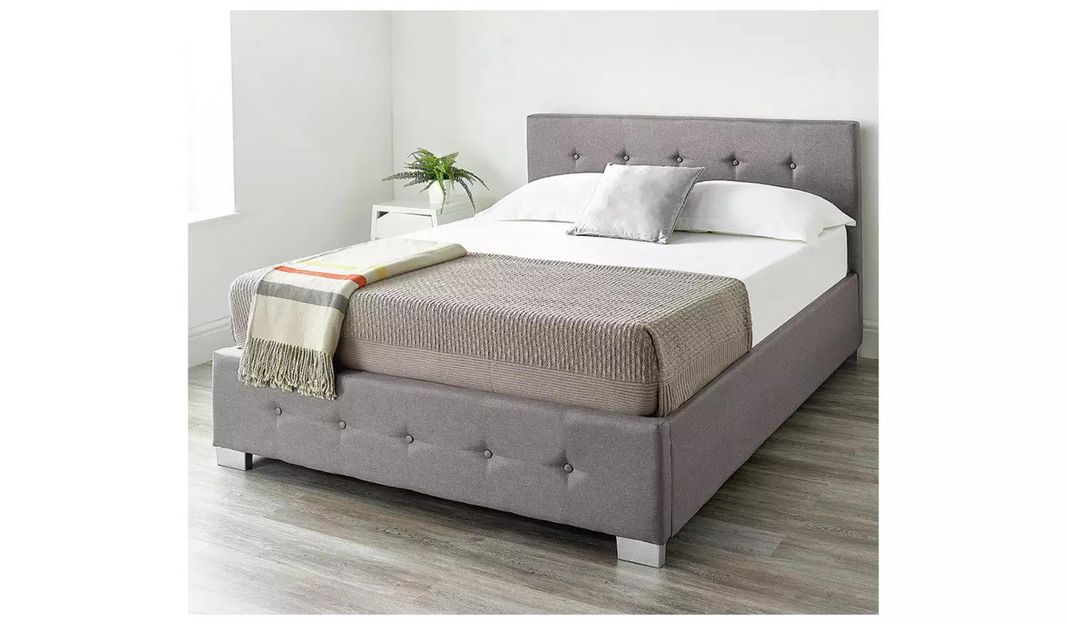 Aspire Fabric Double End Lift Ottoman Bed - Grey