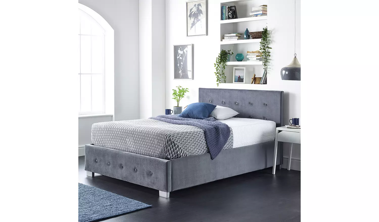 Aspire Side Lift Kingsize Ottoman Bed with Mattress - Grey