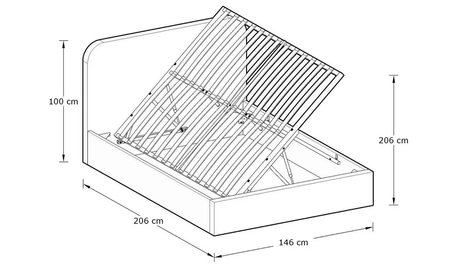 GFW Chiswick Double Side Lift Ottoman Bed - Natural