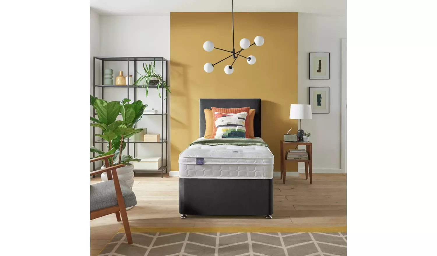 Silentnight Travis Single Ortho 2 Drawer Divan Bed- Charcoal