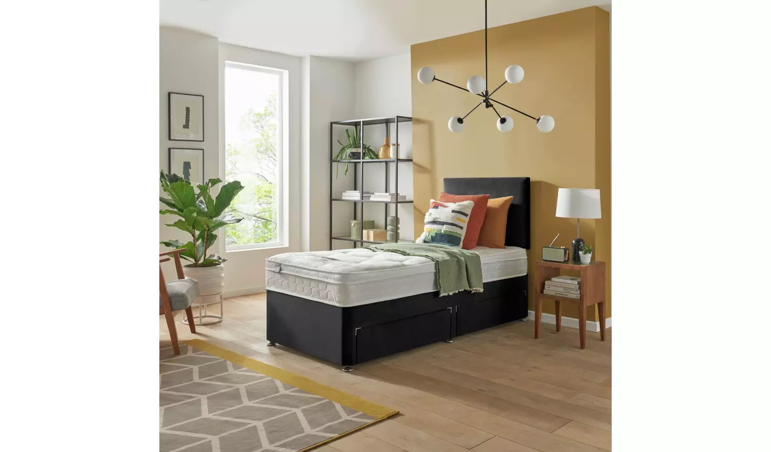 Silentnight Travis Single Ortho 2 Drawer Divan Bed- Charcoal