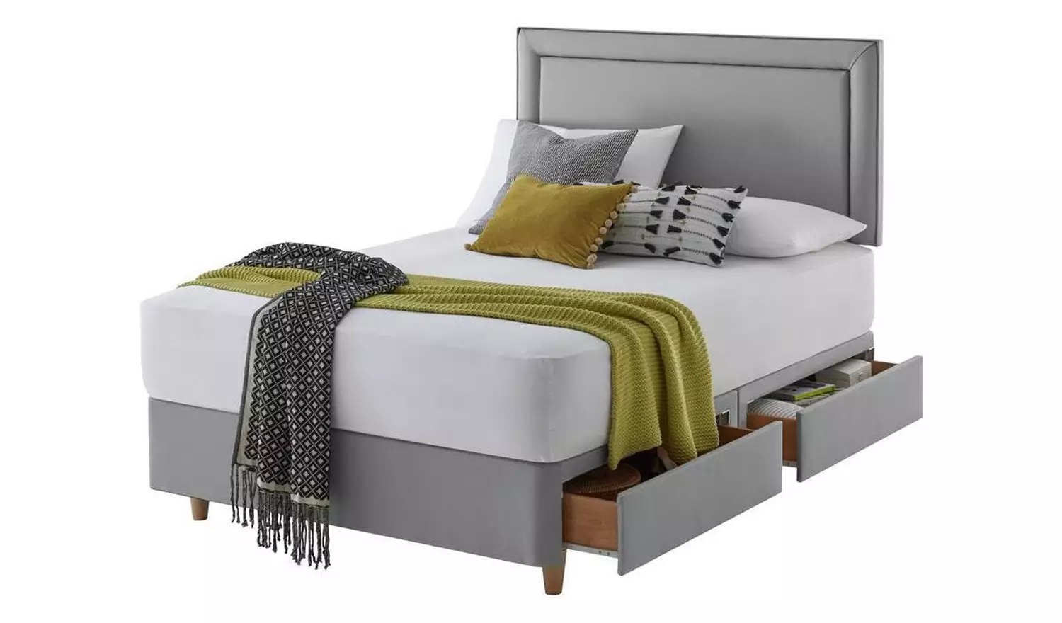 Silentnight Toulouse Small Double 4 DrawerDivan Set - Grey
