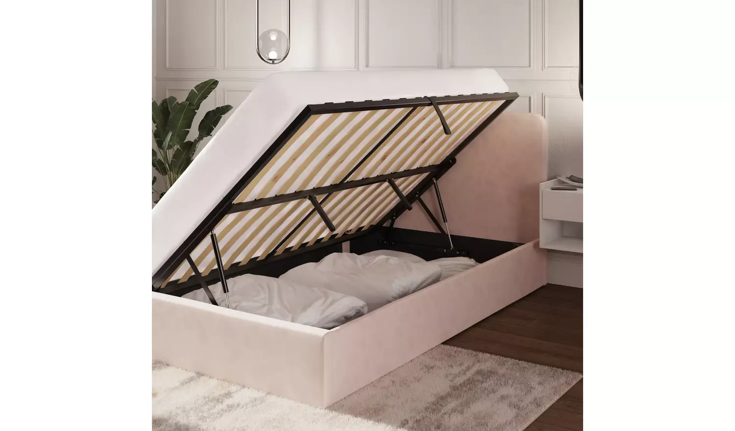 GFW Chiswick Double Side Lift Ottoman Bed - Pink